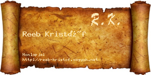 Reeb Kristóf névjegykártya